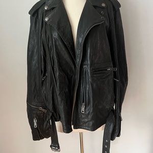 R13 Oversized Black Leather Motorcycle Jacket